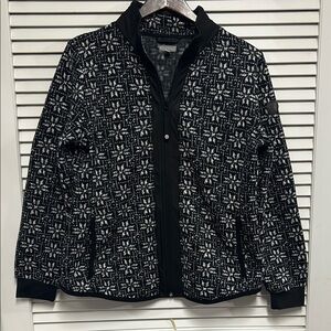 Talbots Nordic Snowflake Print Fleece Jacket